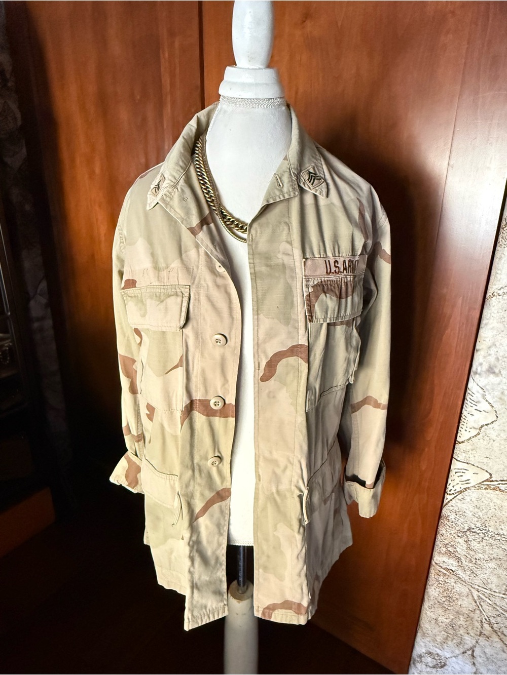 ⚜️ AUTHENTIC VINTAGE  U.S. ARMY DESERT CAMO MILITARY FIELD JACKET ⚜️